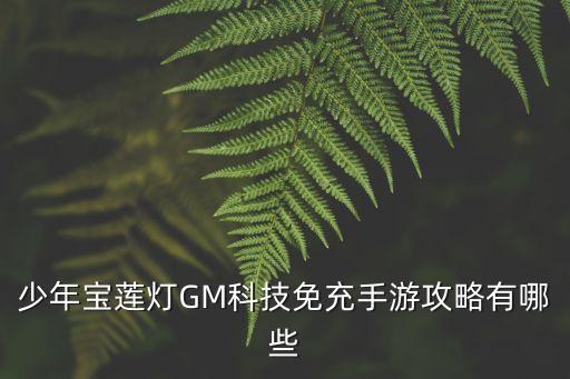 少年宝莲灯GM科技免充手游攻略有哪些