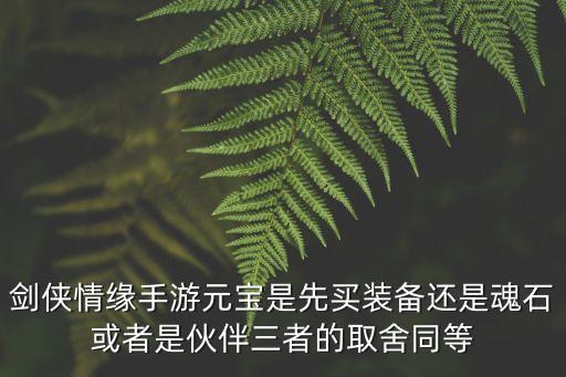 剑侠情缘手游元宝是先买装备还是魂石或者是伙伴三者的取舍同等