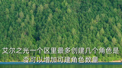 艾尔之光一个区里最多创建几个角色是否可以增加可建角色数量