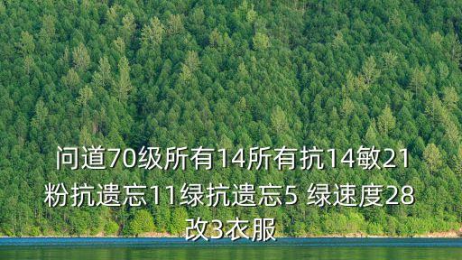 问道70级所有14所有抗14敏21粉抗遗忘11绿抗遗忘5 绿速度28改3衣服