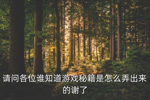 请问各位谁知道游戏秘籍是怎么弄出来的谢了