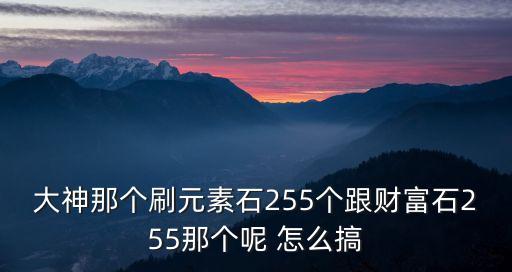 大神那个刷元素石255个跟财富石255那个呢 怎么搞