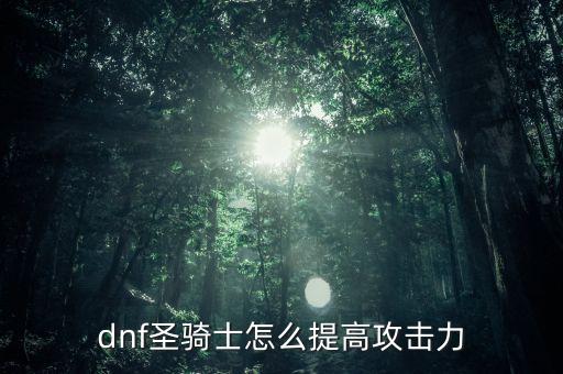 dnf圣骑士怎么提高攻击力