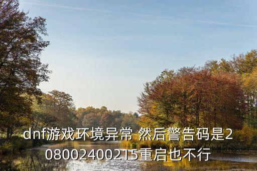 dnf游戏环境异常 然后警告码是208002400215重启也不行