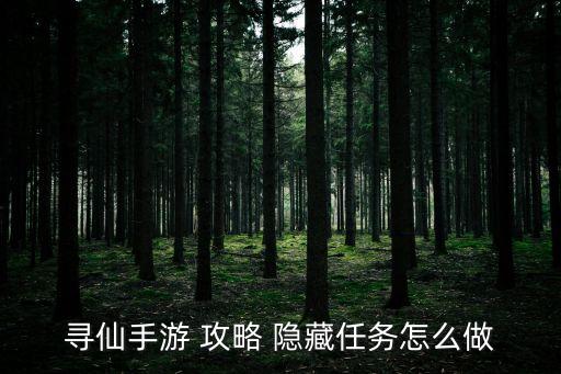 寻仙手游 攻略 隐藏任务怎么做