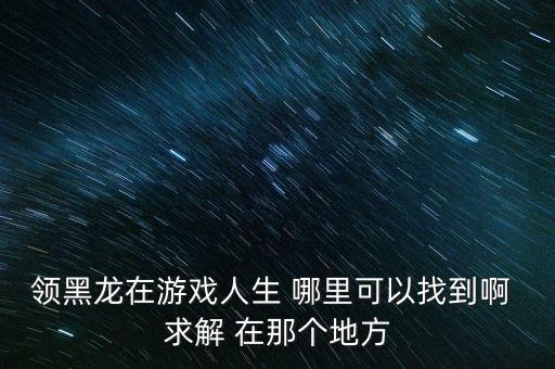 领黑龙在游戏人生 哪里可以找到啊 求解 在那个地方