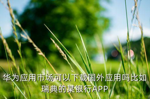 华为应用市场可以下载国外应用吗比如瑞典的某银行APP