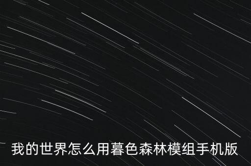 我的世界怎么用暮色森林模组手机版