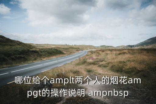 哪位给个amplt两个人的烟花ampgt的操作说明 ampnbsp