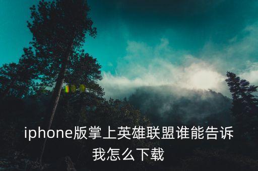 iphone版掌上英雄联盟谁能告诉我怎么下载